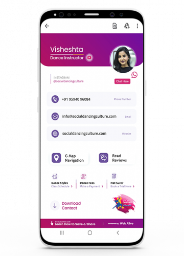 Digital Business Card of a Dance Instructor